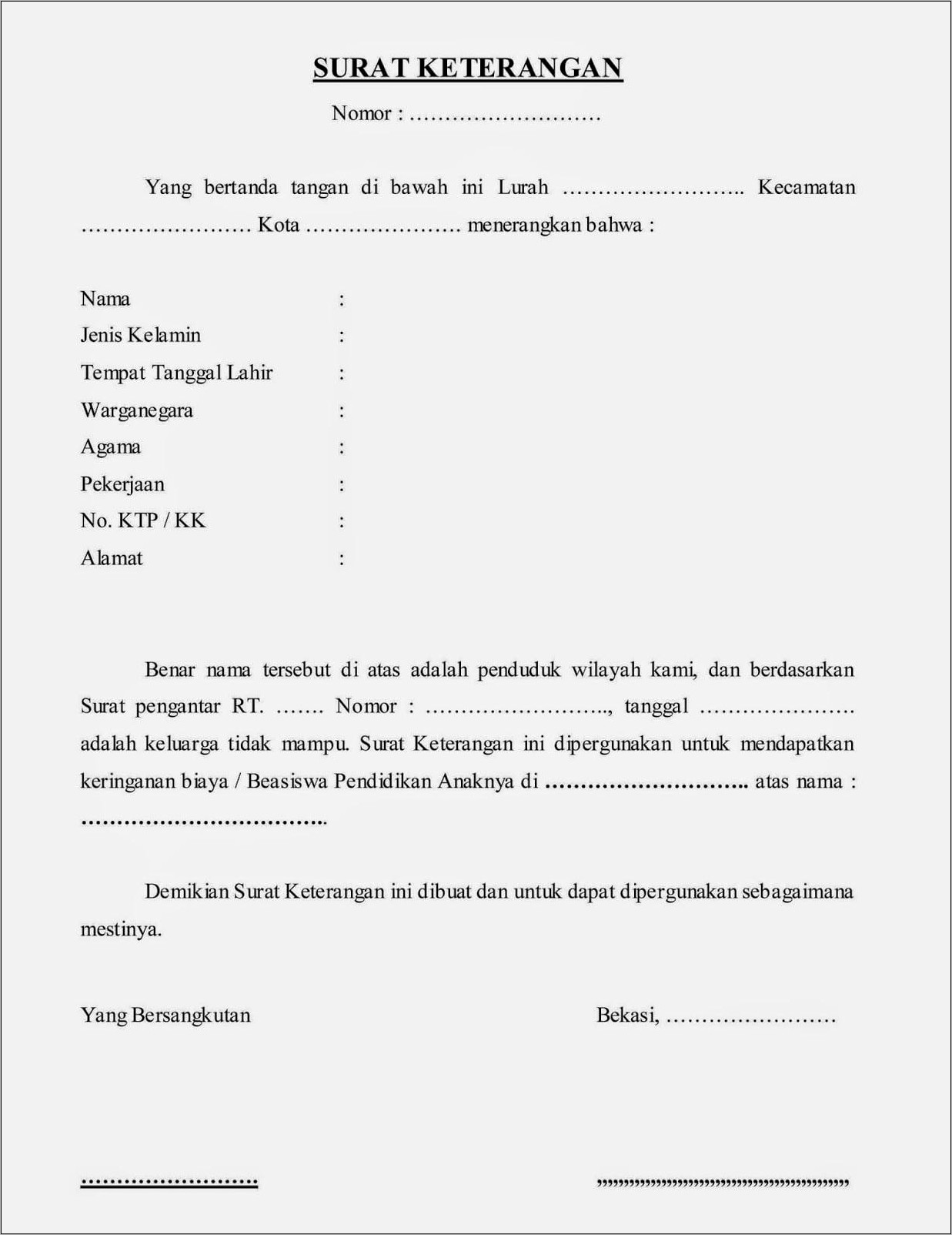 Contoh Surat Pernyataan Untuk Beasiswa