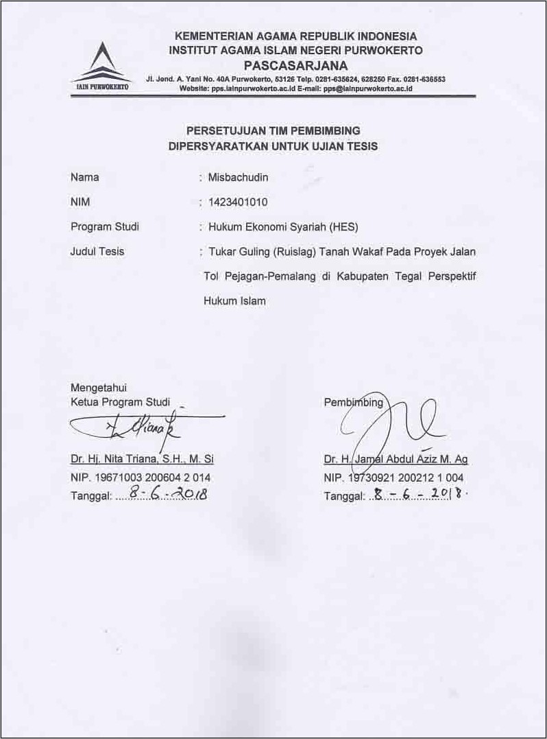 Contoh Surat Pernyataan Wakaf