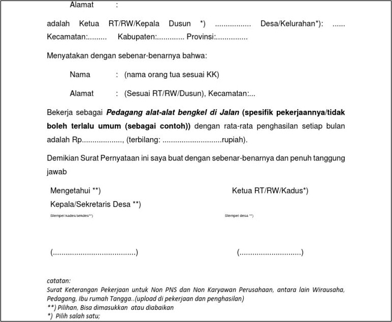 Contoh Surat Surat Keterangan Berwirausaha