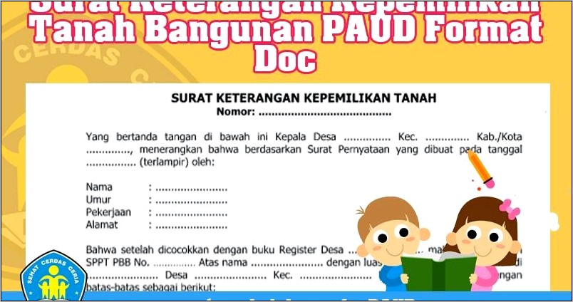 Download Contoh Surat Keterangan Bukti Kepemilikan Tanah Sekolah