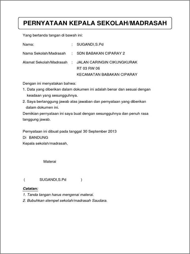 Download Contoh Surat Keterangan Tanah Sekolah Sd