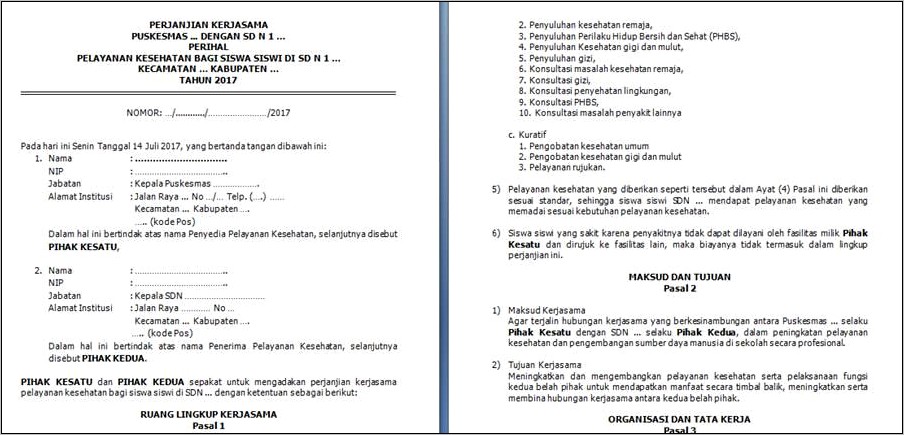 Download Contoh Surat Perjanjian Kerjasama Doc