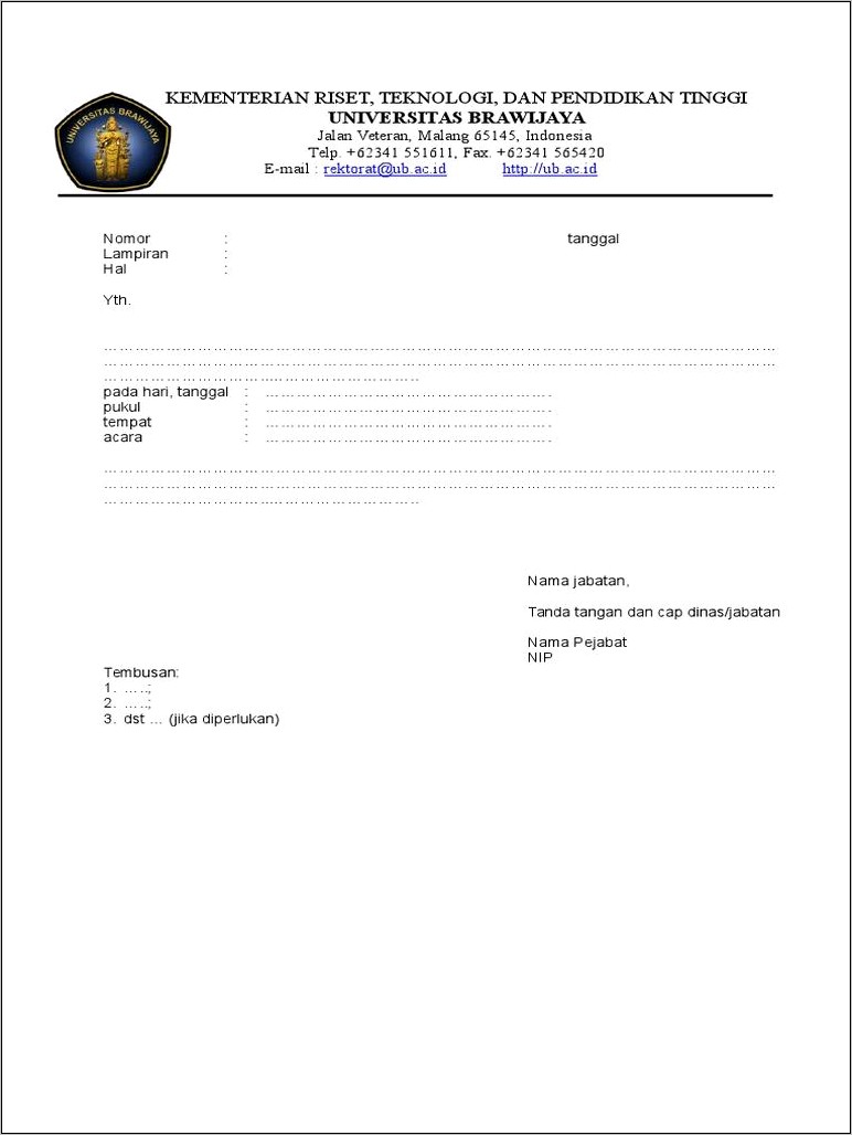 Contoh Format Surat Undangan
