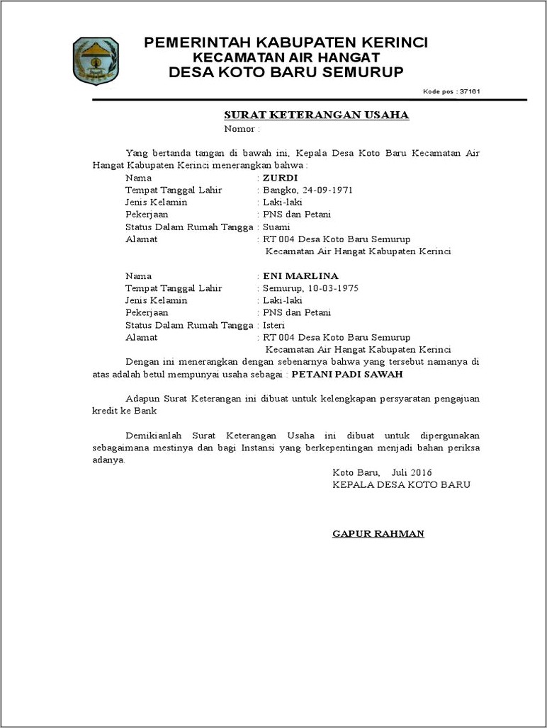 Contoh Gambar Surat Izin Usaha