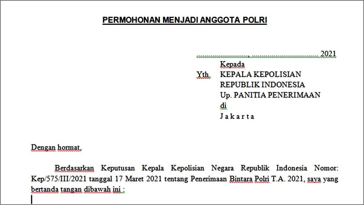 Contoh Isi Surat Izin Angota Kepolisian Dari Polda