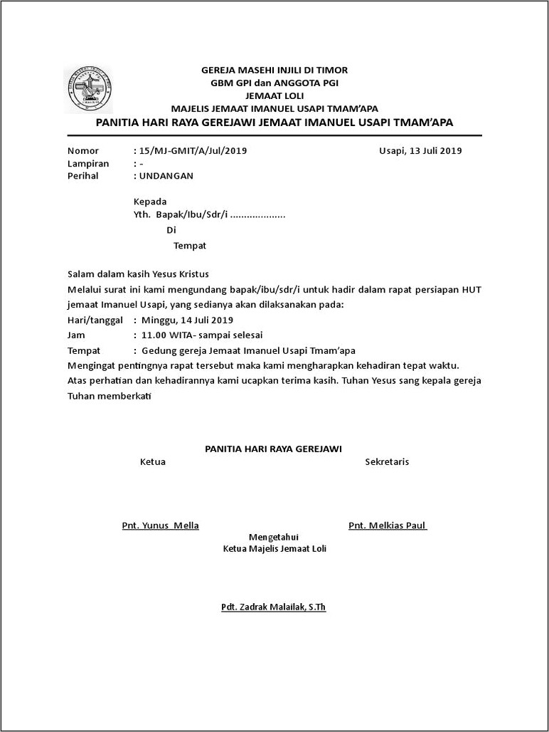 Contoh Isi Surat Undangan Rapat Stfk Ledalero