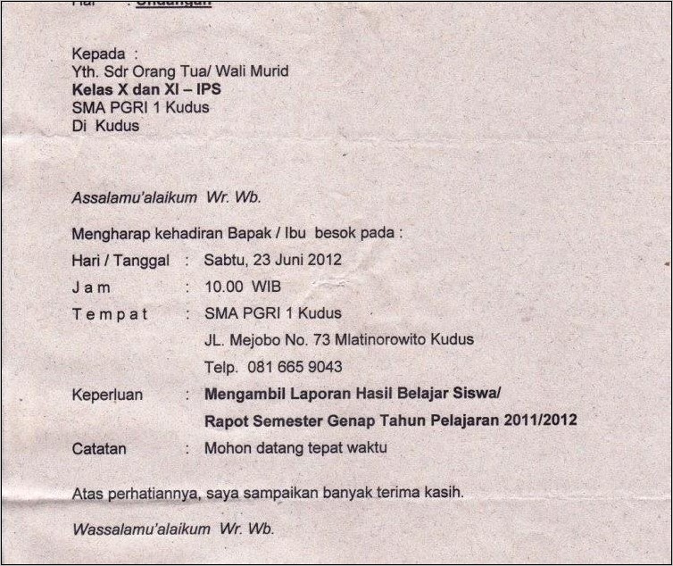 Contoh Kata Surat Undangan Promnight