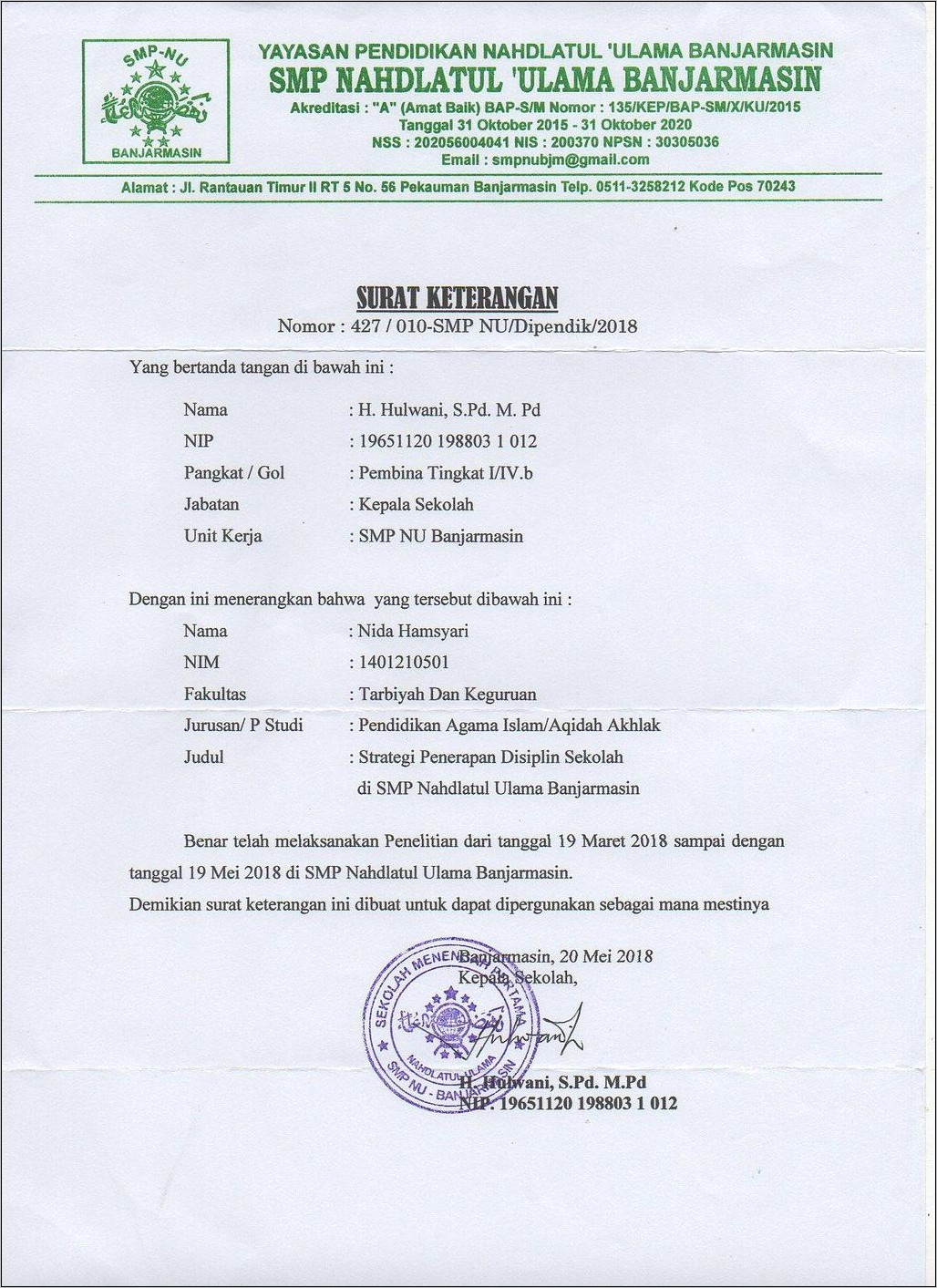 Contoh Kertas Surat Izin Usaha Dari Pemkot Banjarmasin 2018