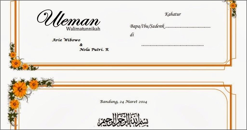 Contoh Surat Bahasa Sunda Untuk Undangan