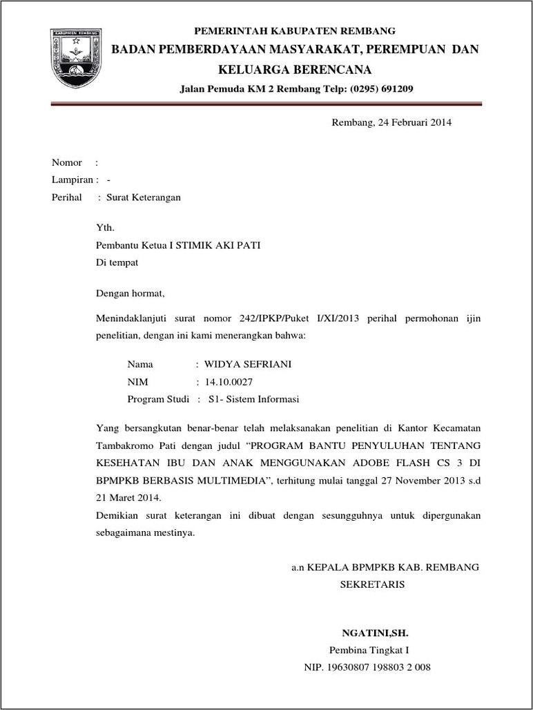 Contoh Surat Balasan Izin Penelitian Dari Rukun Tetangga Rt