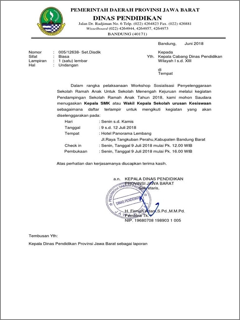 Contoh Surat Dinas Smk
