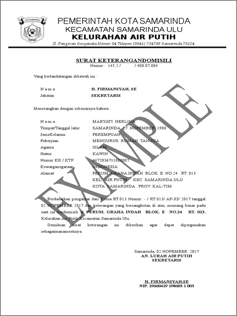Contoh Surat Domisili Perusahaan Doc