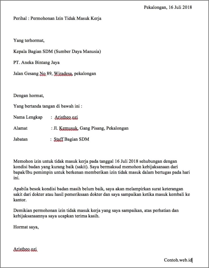 Contoh Surat Izin Acara Keluarga