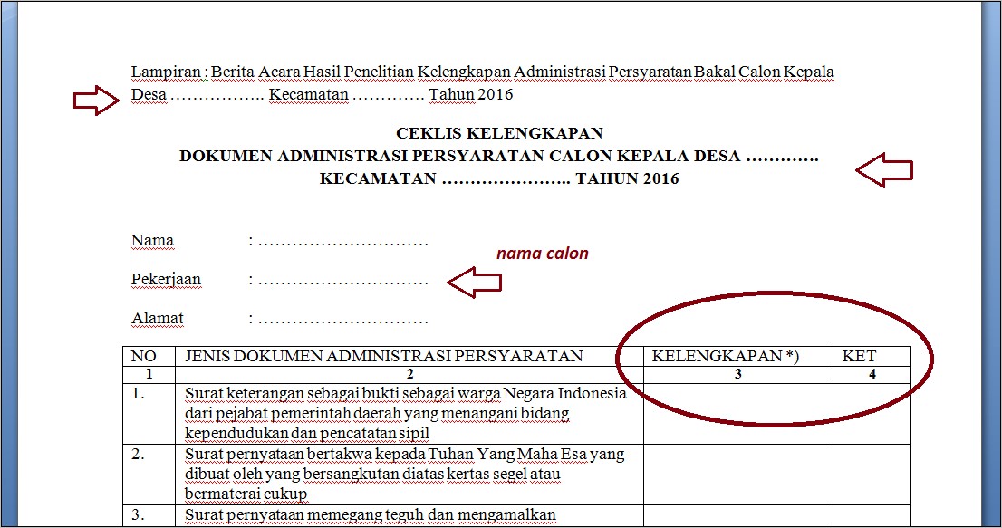 Contoh Surat Izin Anak Sekolah Untuk Pemilihan Kepala Desa