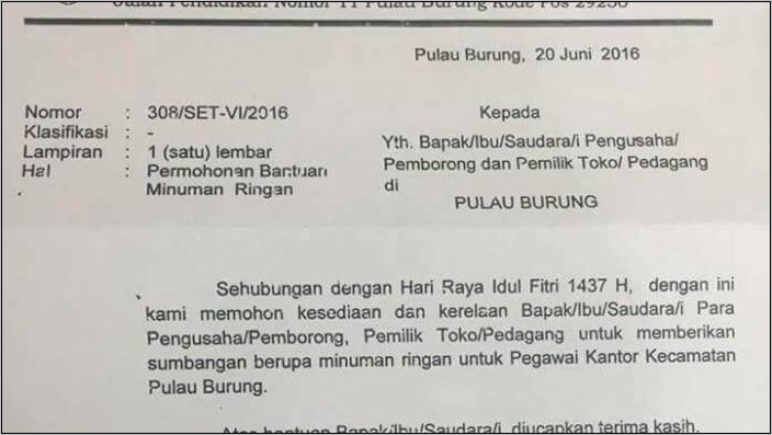 Contoh Surat Izin Atas Nama Karang Taruna