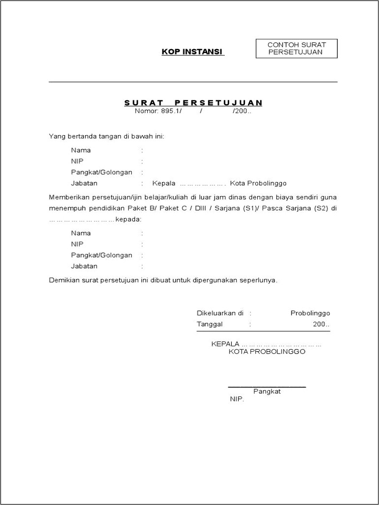 Contoh Surat Izin Atasan Untuk Melanjutkan Pendidikan Pascasarjana