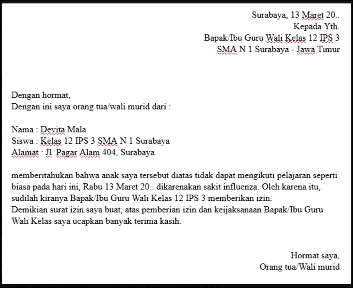 Contoh Surat Izin Bahasa Inggris Beserta Artinya