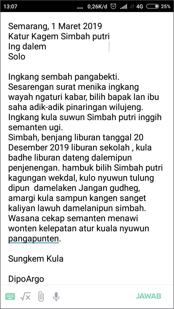 Contoh Surat Izin Bahasa Jawa