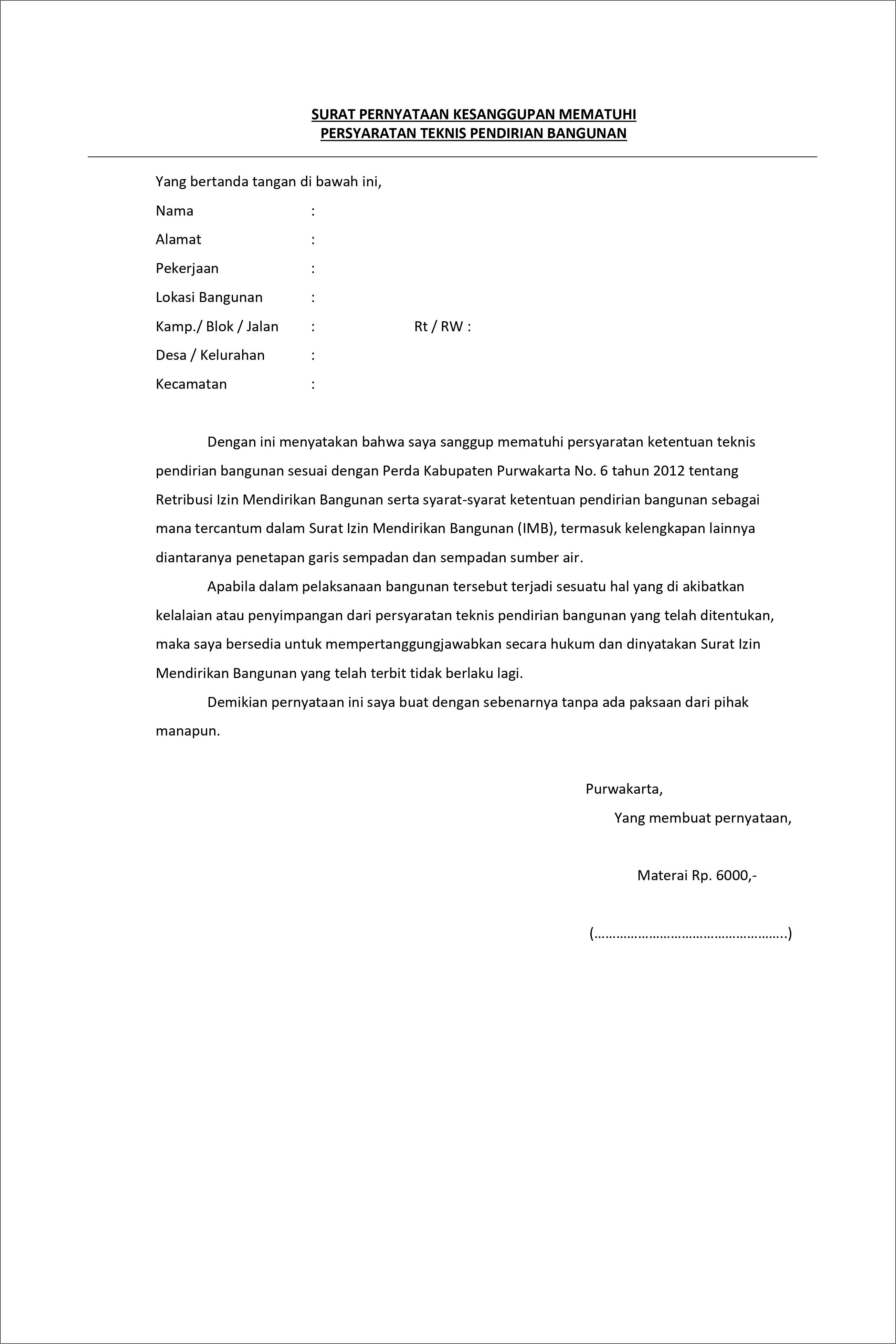Contoh Surat Izin Bangunan Di Tanah Milik Desa