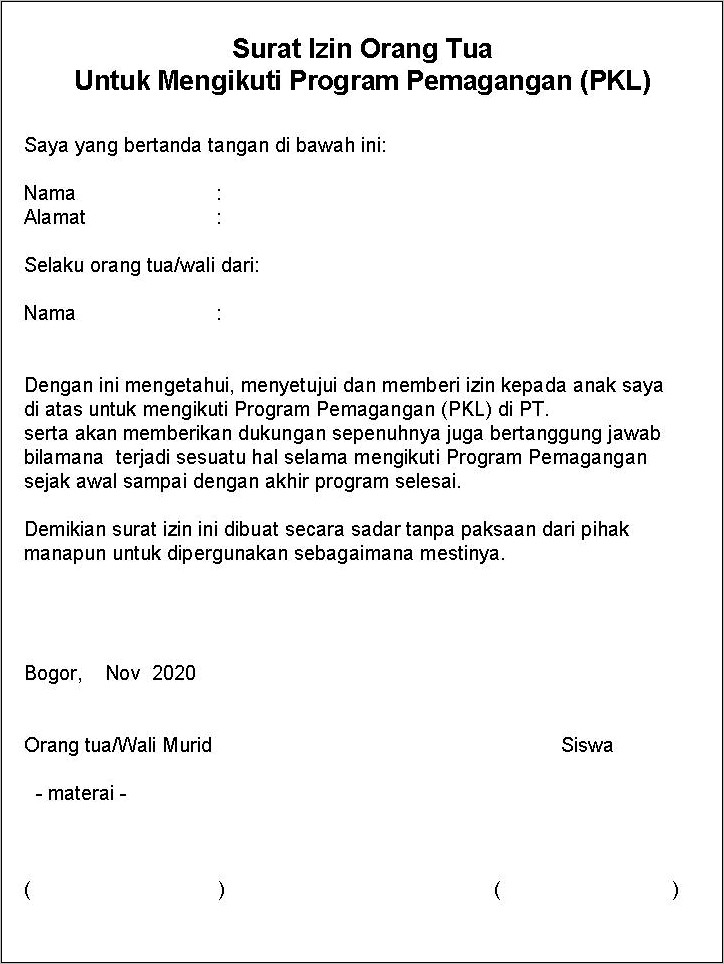 Contoh Surat Izin Beberapa Hari Tidak Masuk Kuliah Doc