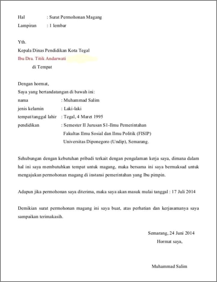 Contoh Surat Izin Belajar Pribadi Ke Pimpinan