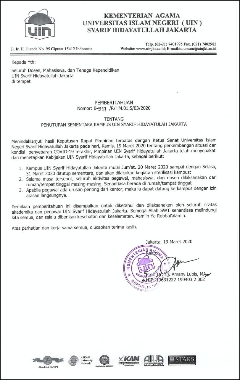 Contoh Surat Izin Dari Atasan Untuk Kampus