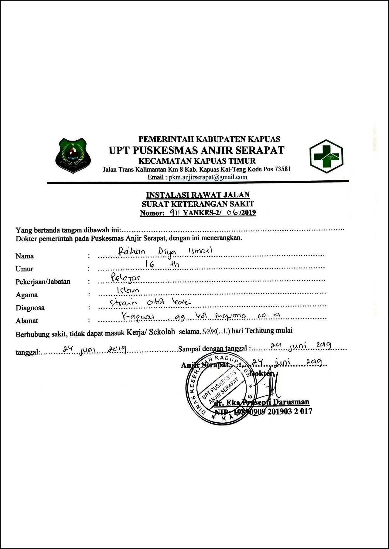 Contoh Surat Izin Dari Dokter