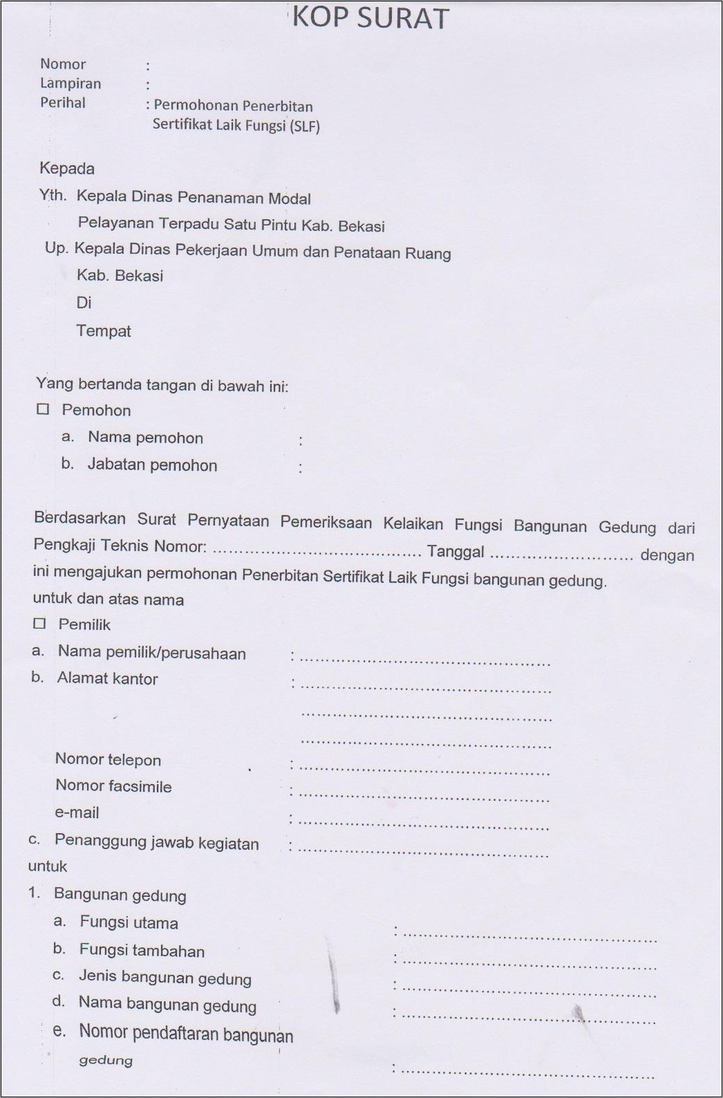 Contoh Surat Izin Dari Pemilik Tempat Untuk Pemasangan Telepon