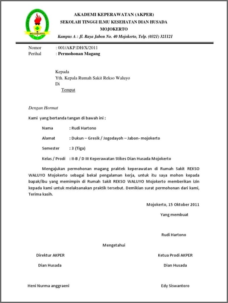 Contoh Surat Izin Dari Perusahaan Untuk Kampus