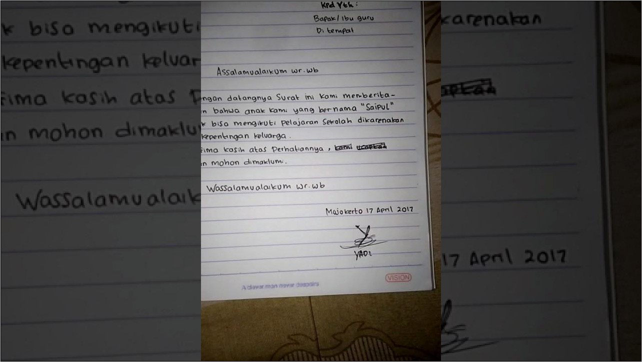 Contoh Surat Izin Ekskul Untuk Kepala Sekolah