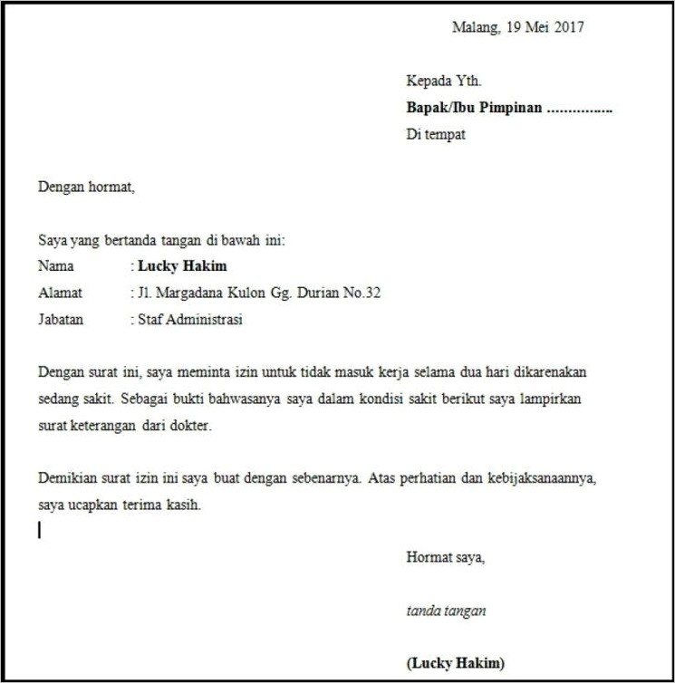 Contoh Surat Izin Ke Sekolah Sma