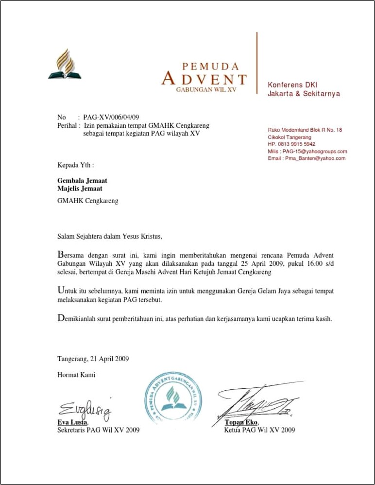 Contoh Surat Izin Kegiatan Ke Kelurahan