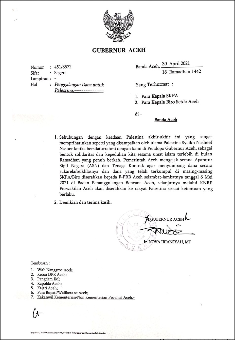 Contoh Surat Izin Kegiatan Penggalangan Dana Bencana