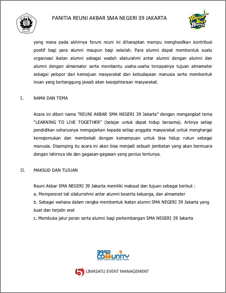 Contoh Surat Izin Kegiatan Reuni Smp Ke Desa Setempat