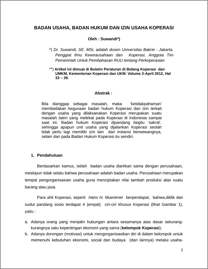 Contoh Surat Izin Koperasi