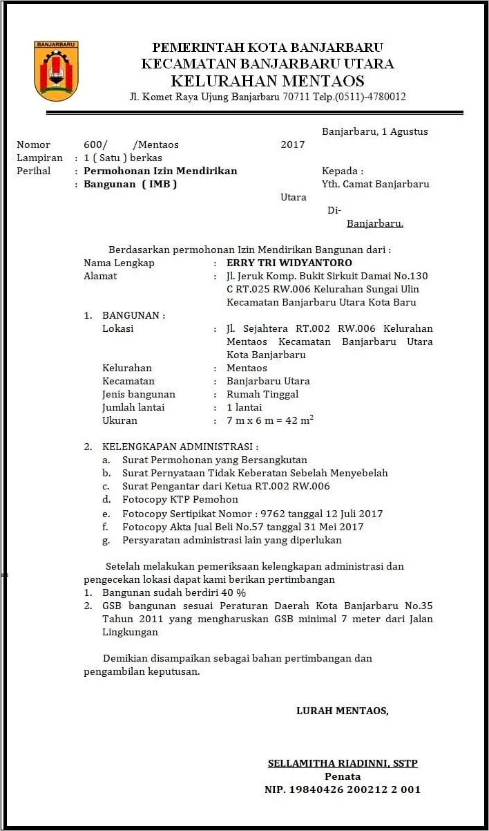 Contoh Surat Izin Membongkar Bangunan