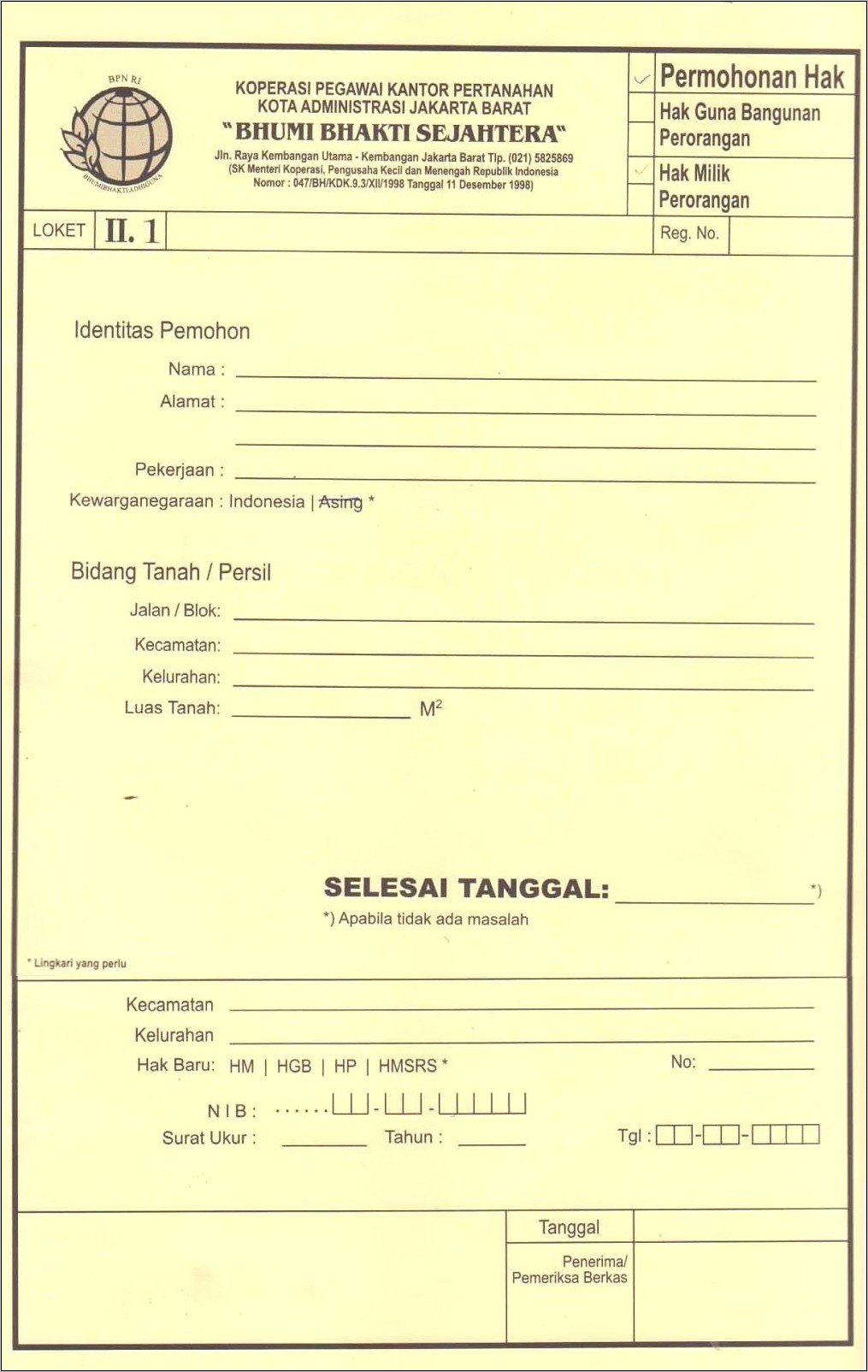 Contoh Surat Izin Menggunakan Tanah Shgb