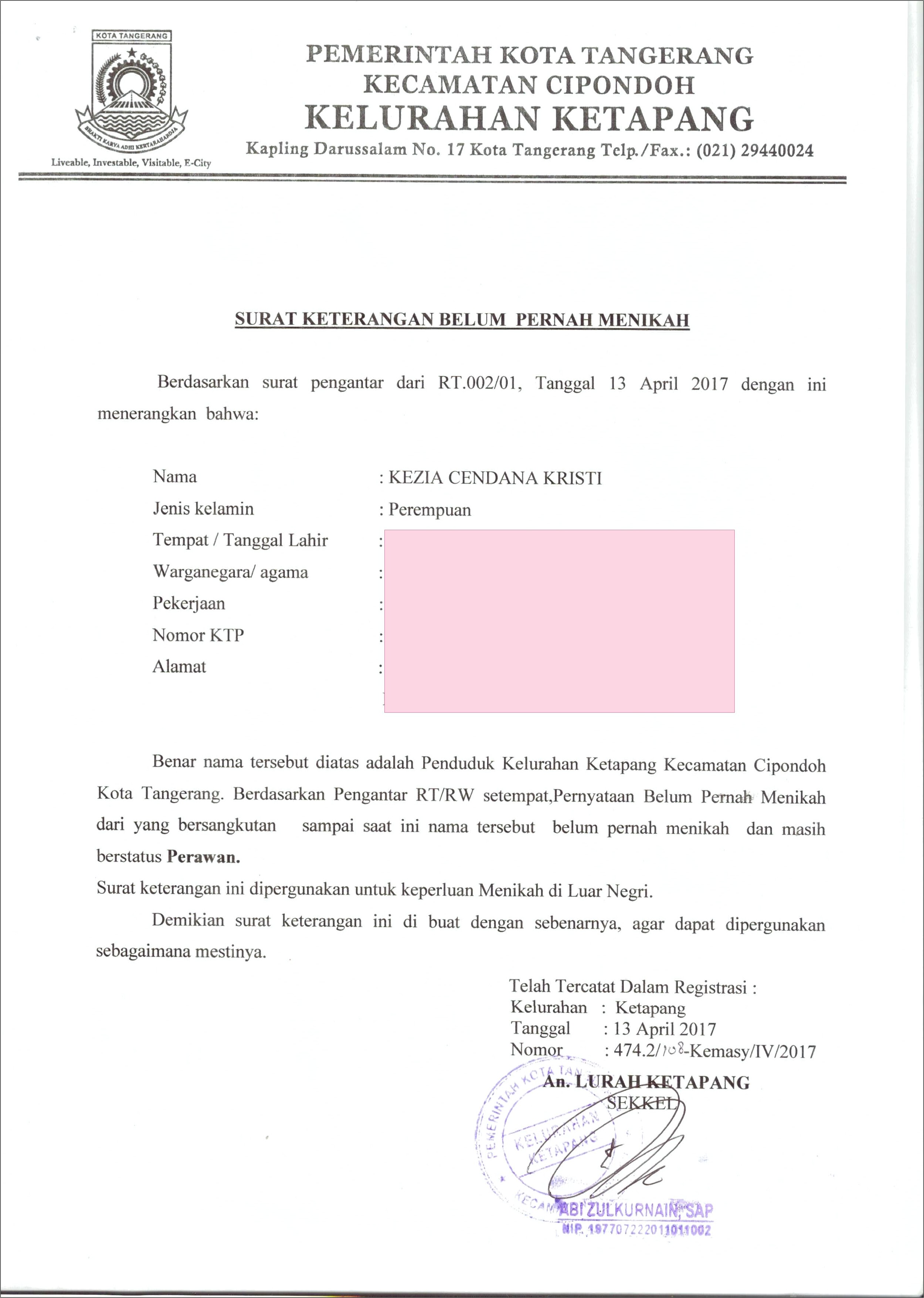 Contoh Surat Izin Menikah Dari Kelurahan