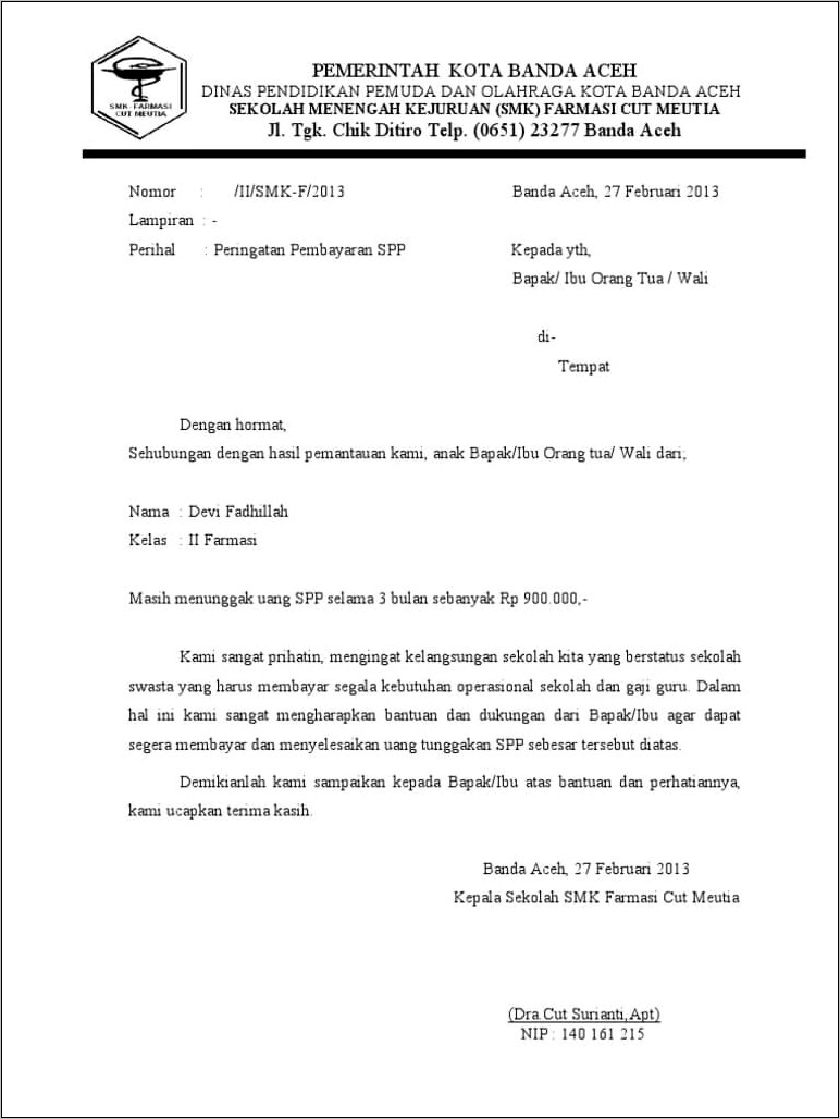 Contoh Surat Izin Orang Tua Kemah Paskibra