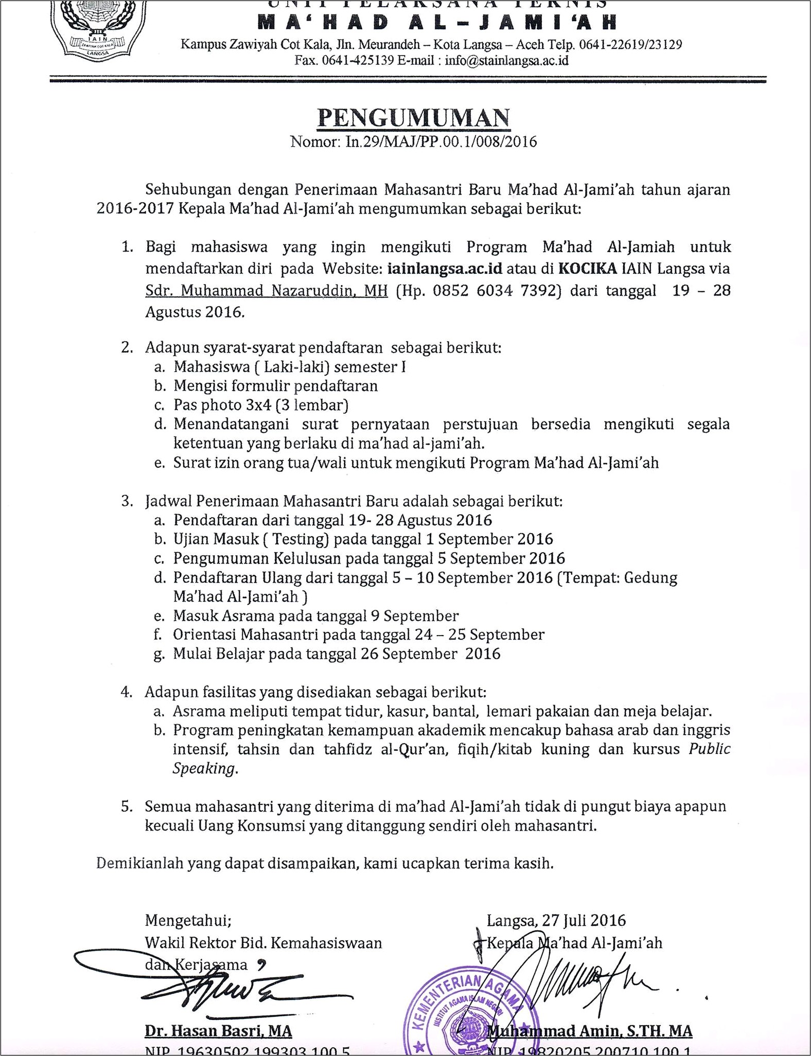 Contoh Surat Izin Orang Tua Wali Untuk Masuk Asrama Blk