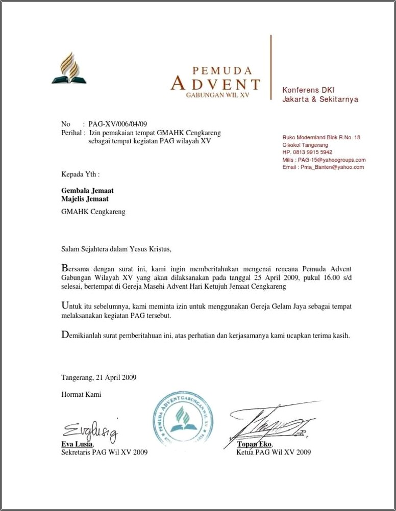Contoh Surat Izin Pemakaian Tempat Untuk Kegiatan Pemilu