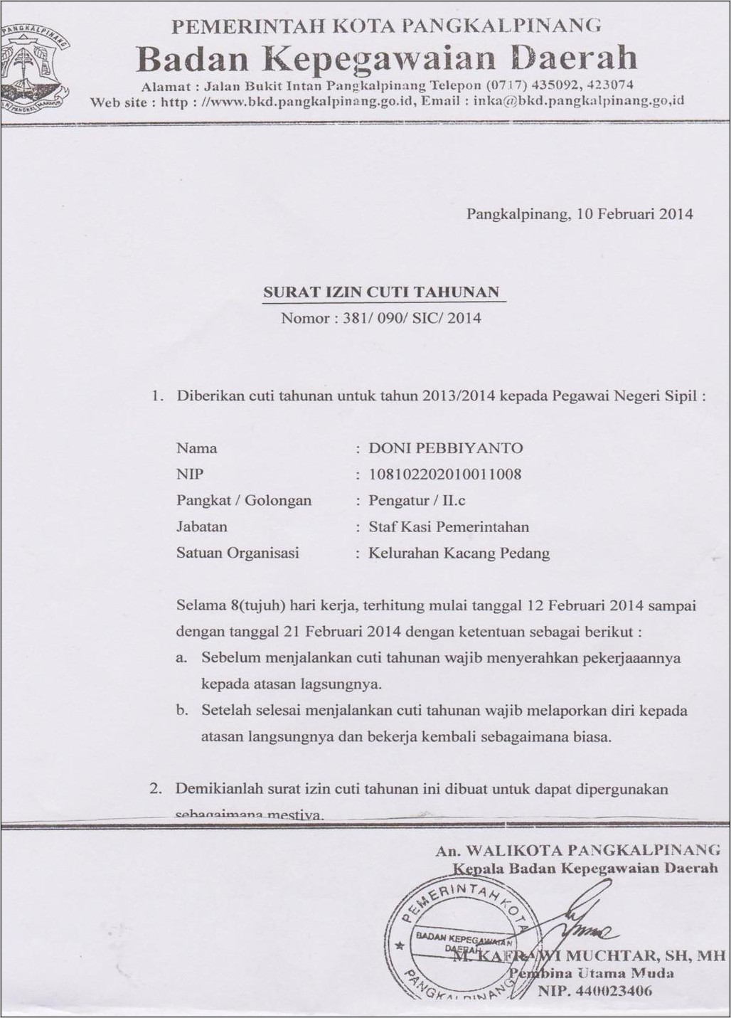 Contoh Surat Izin Penyebaran Kuesioner