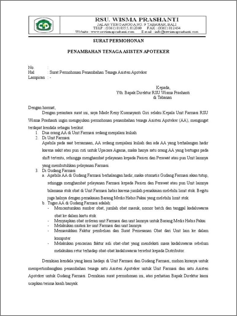 Contoh Surat Izin Pns Untuk Menjadi Direksi Perseroan Terbatas