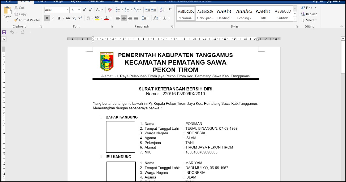 Contoh Surat Izin Replace Perangkat