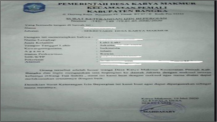 Contoh Surat Izin Tugas Dari Perusahaan