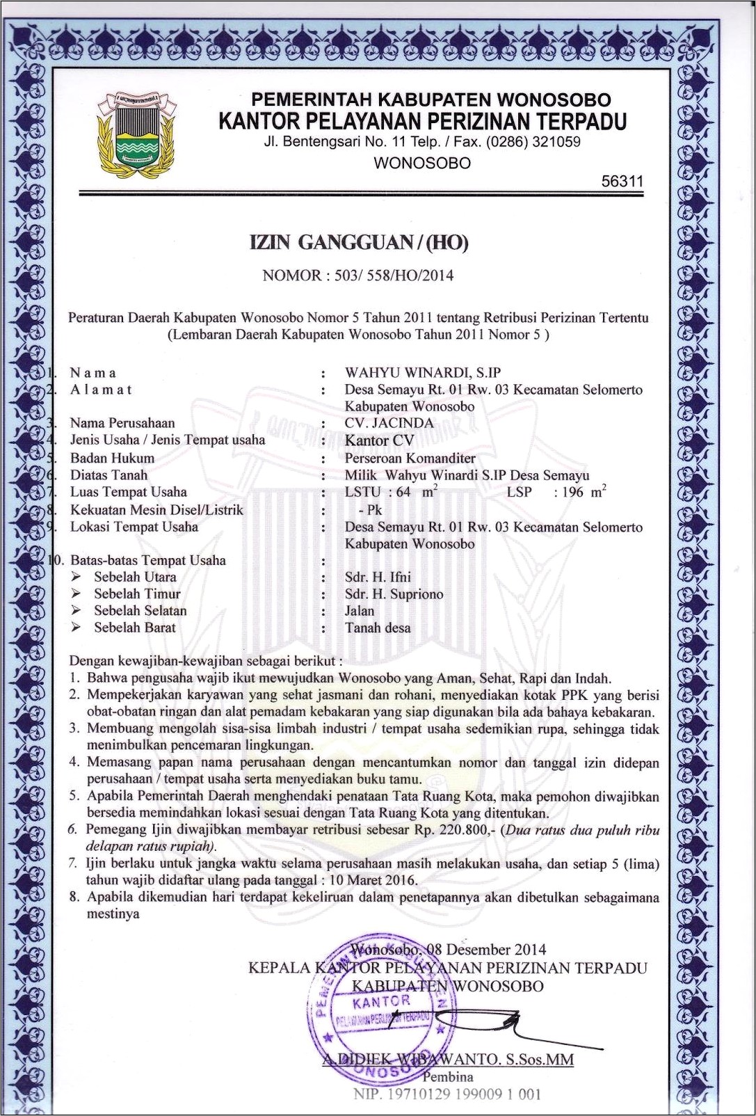 Contoh Surat Izin Usaha Bp Batam