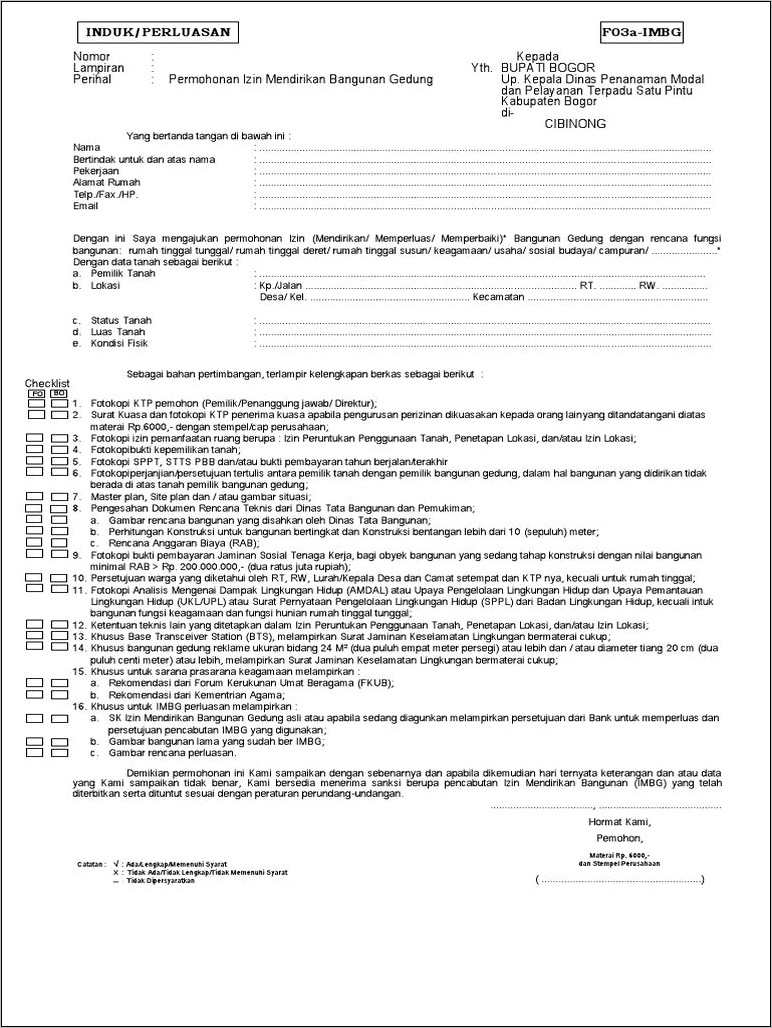 Contoh Surat Keputusan Izin Mendirikan Bangunan