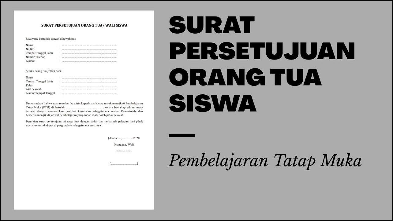 Contoh Surat Orang Tua Mengizinkan