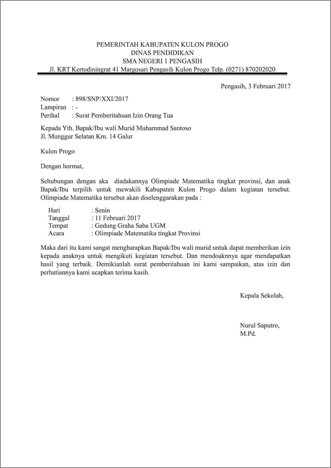 Contoh Surat Pemohonan Izin Keiatan