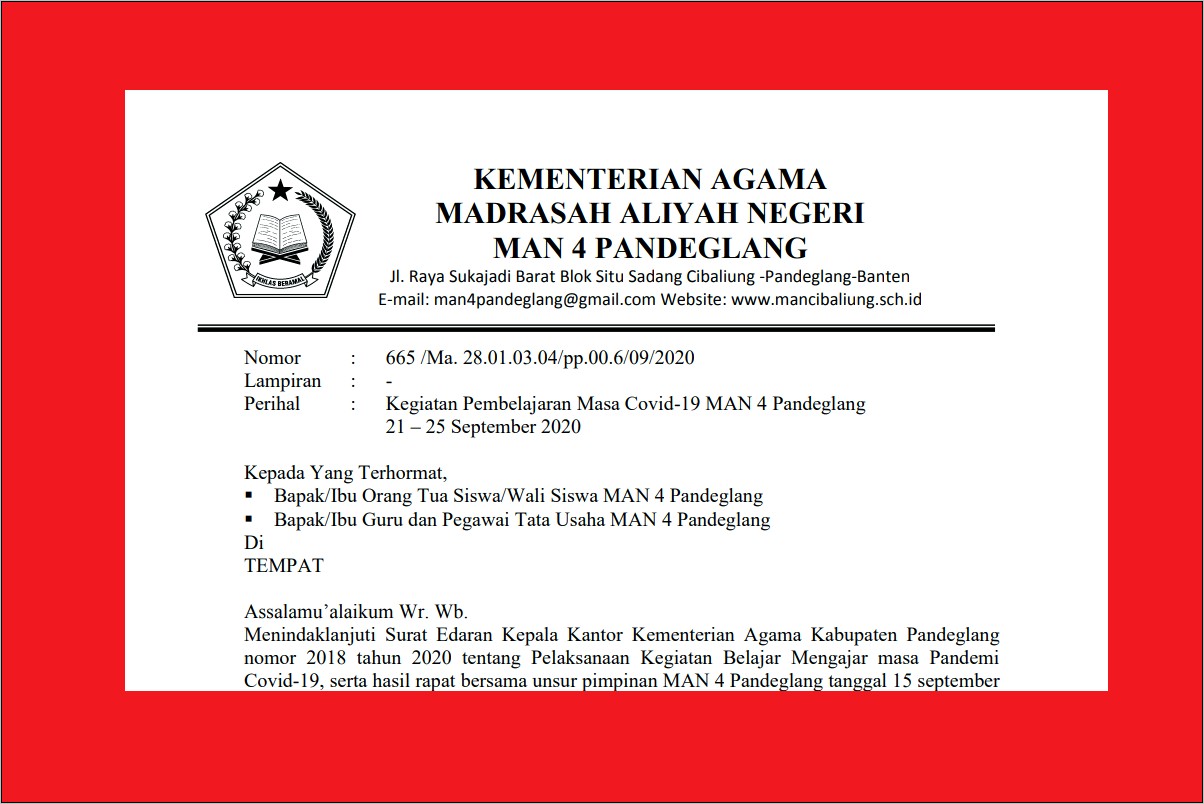 Contoh Surat Pengurus Perusahaan Kota Malang